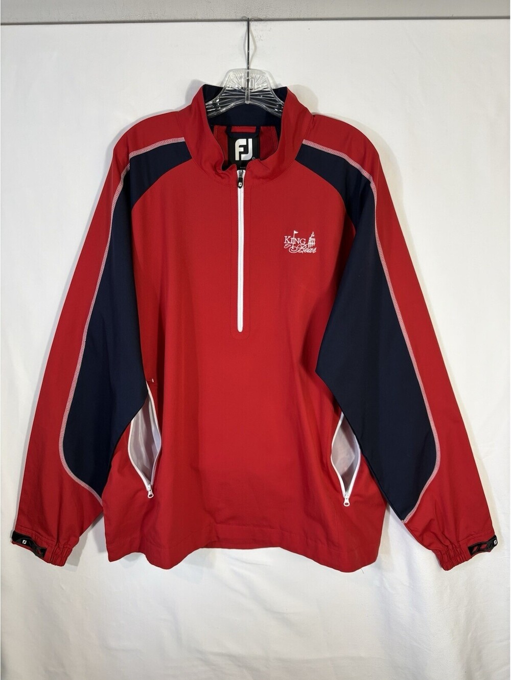 FootJoy FJ King & Bear Golf Windshirt 1/4 Zip Pullover Jacket Men’s L Red